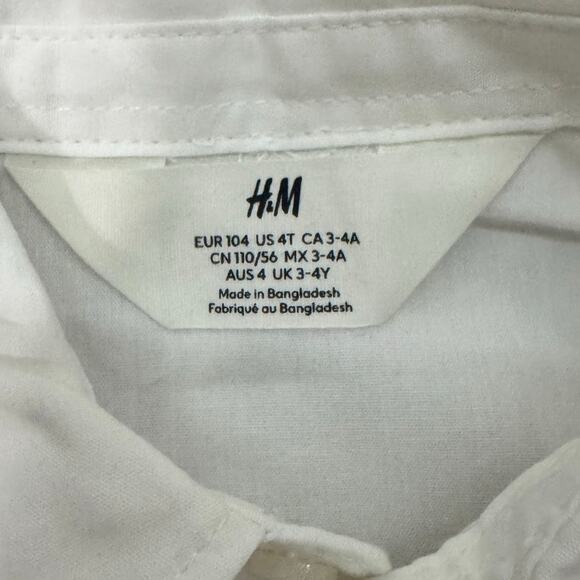 H&M Kids White Button Up Shirt 3-4Y Boys Formal Dress Top 4T EUC 100% Cotton - Picture 3 of 4